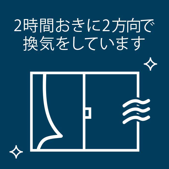 2時間おきに2方向で換気をしています