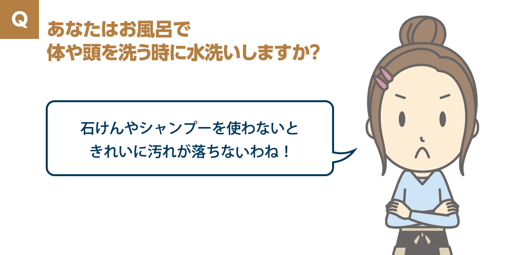 あなたはお風呂で体や頭を洗うときに水洗いししますか?